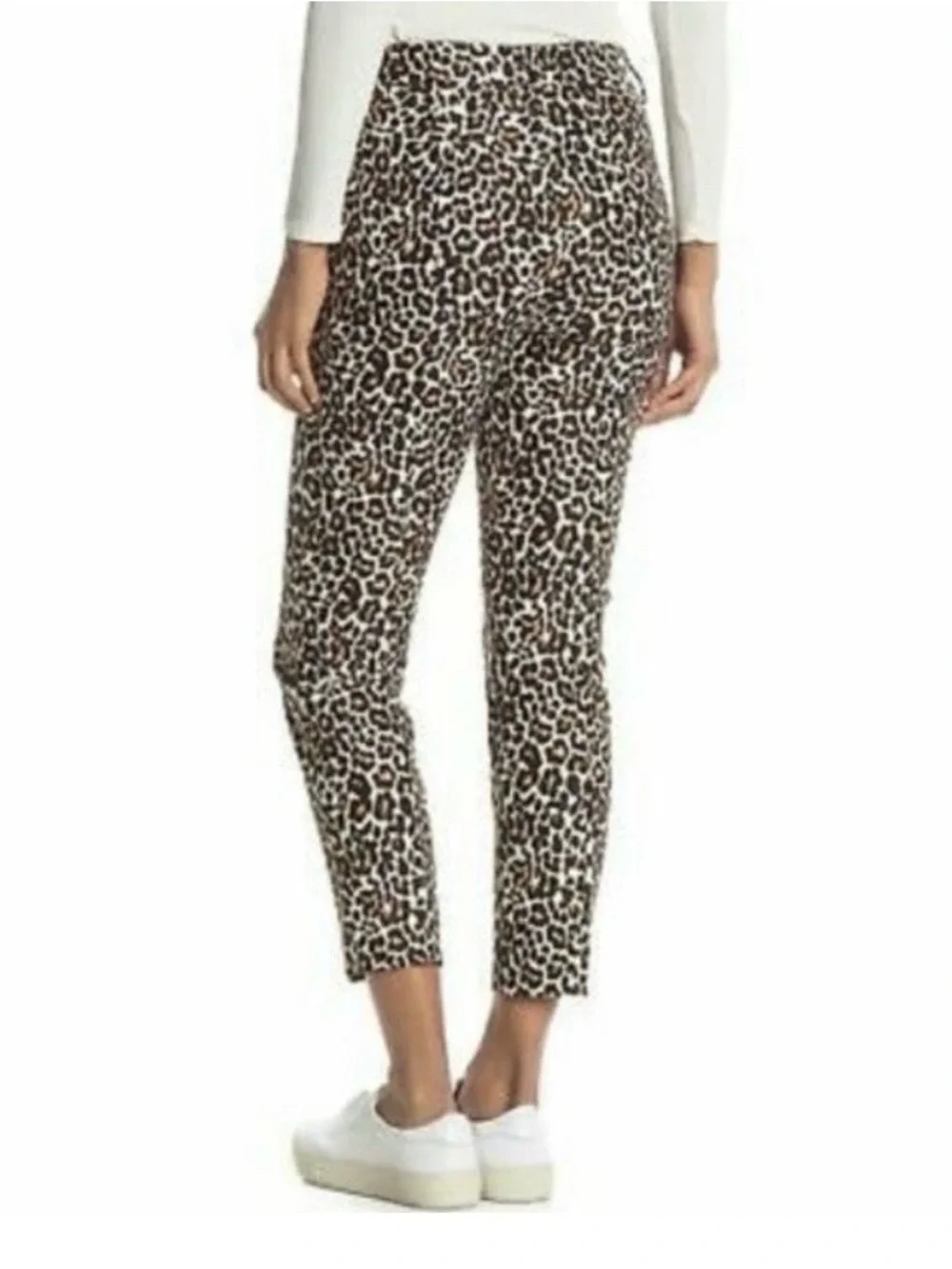 J. Crew Leopard Print Slim Crop Trousers in Brown